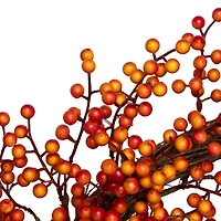 Northlight 18in Red And Orange Berries Artifical Fall Harvest Twig Wreath