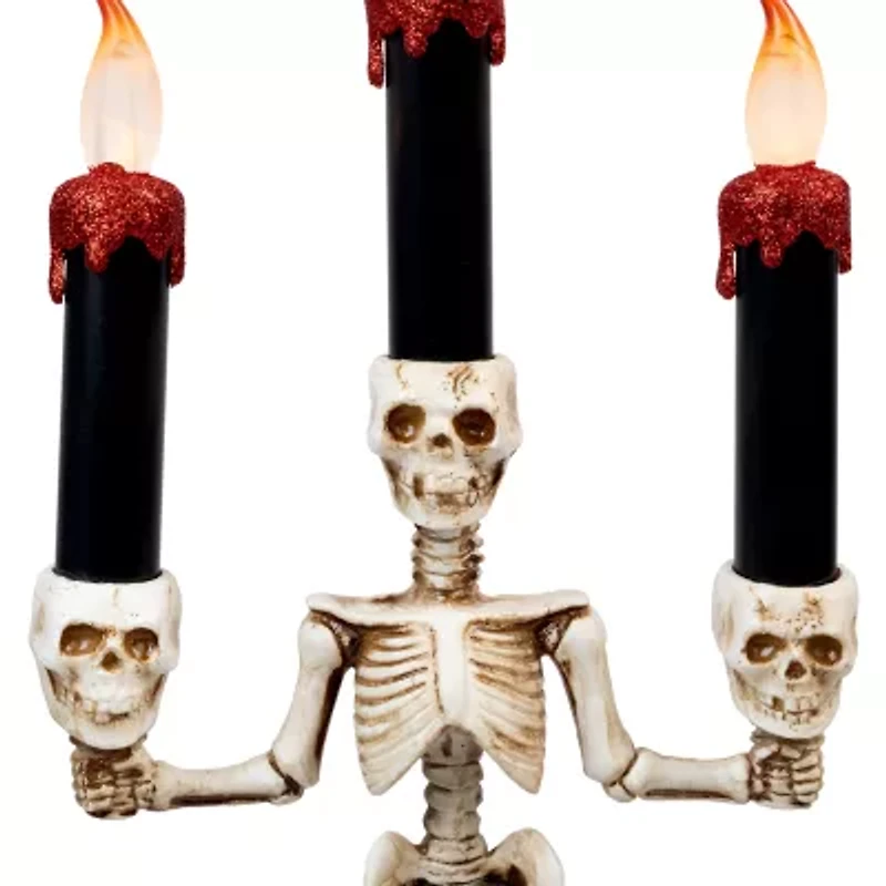 14.5'' Dripping Candle Skeleton Halloween Candelabra