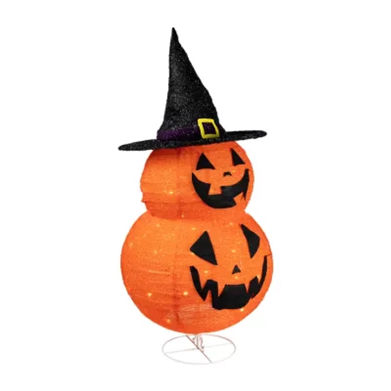 34in Jack-O-Lanterns in Witch's Hat Outdoor Halloween Decoration