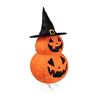 34in Jack-O-Lanterns in Witch's Hat Outdoor Halloween Decoration