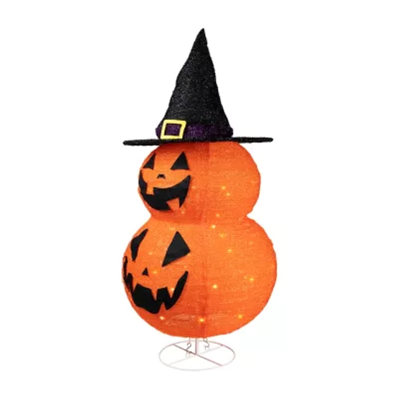 34in Jack-O-Lanterns in Witch's Hat Outdoor Halloween Decoration