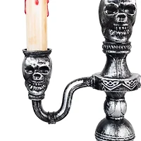 13.75'' Antique Silver Skull Trio Halloween Candelabra