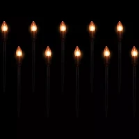 Set of 10 Orange C9 Bulb Halloween Pathway Markers - 8.75' Black Wire