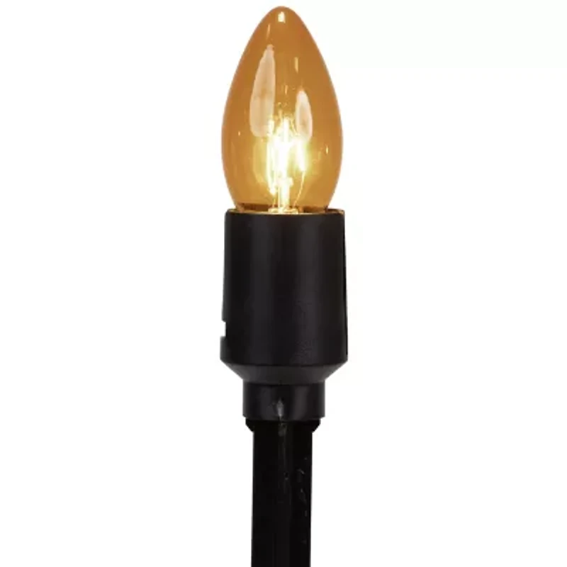 Set of 10 Orange C9 Bulb Halloween Pathway Markers - 8.75' Black Wire