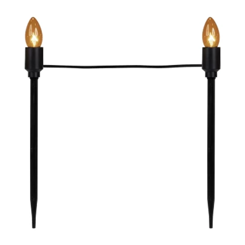 Set of 10 Orange C9 Bulb Halloween Pathway Markers - 8.75' Black Wire
