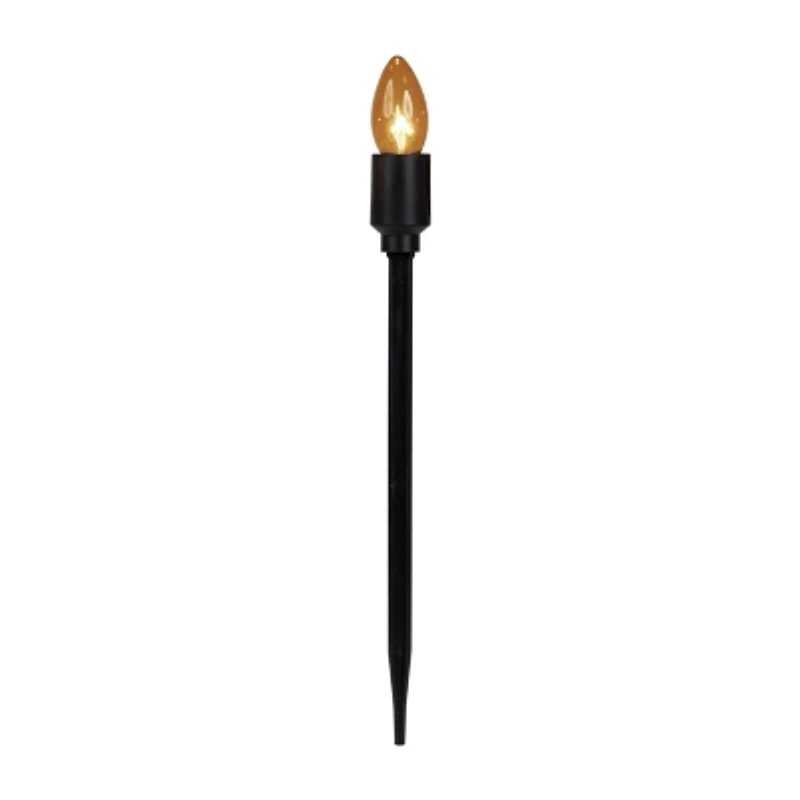 Set of 10 Orange C9 Bulb Halloween Pathway Markers - 8.75' Black Wire