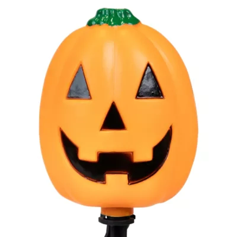 Set of 5 Jack-O-Lantern Shaped Halloween Pathway Markers - 3.75ft Black Wire