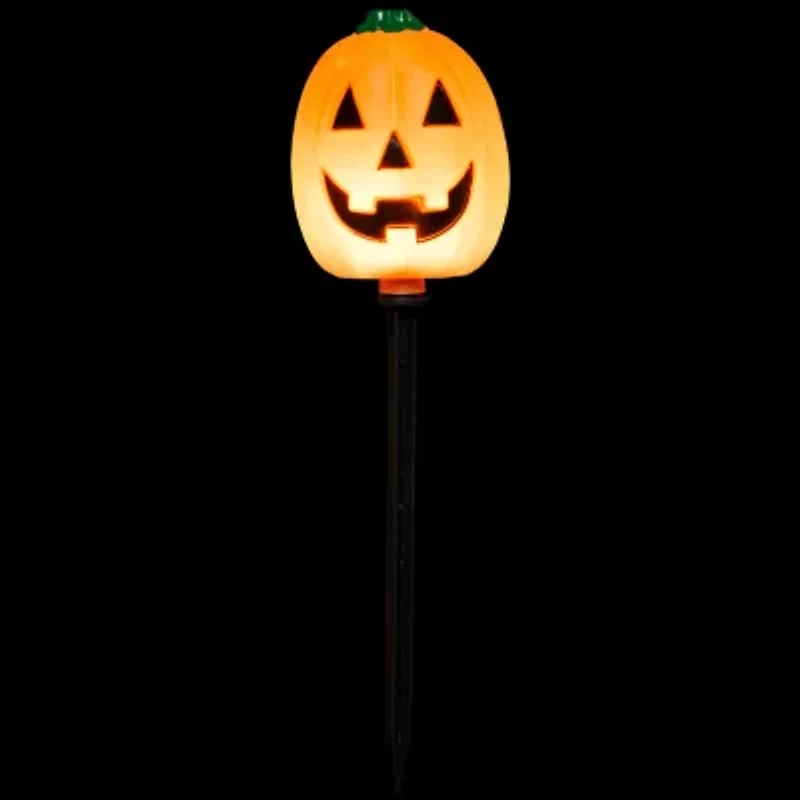 Set of 5 Jack-O-Lantern Shaped Halloween Pathway Markers - 3.75ft Black Wire