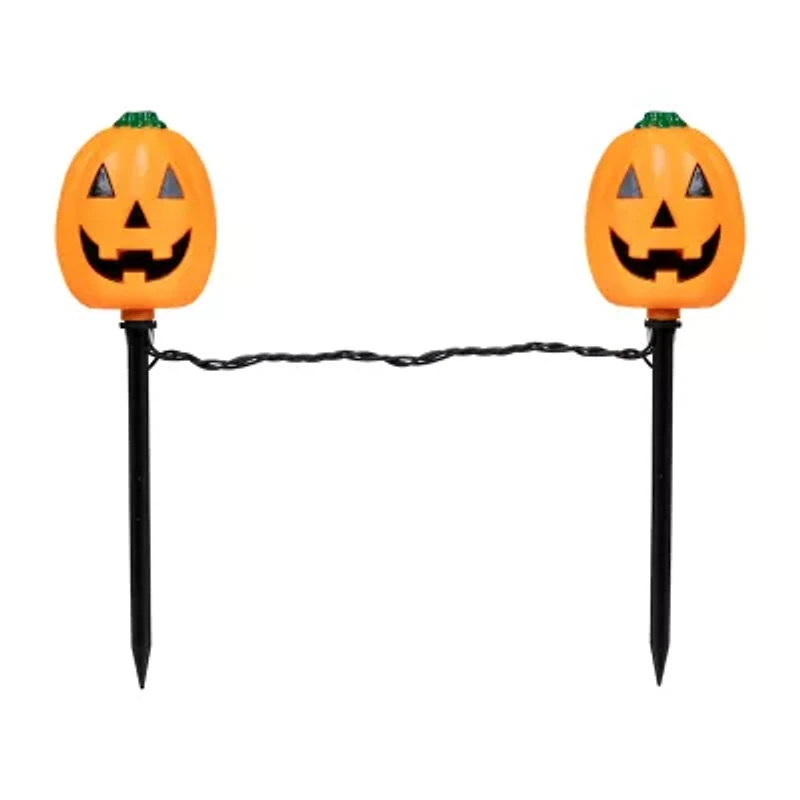 Set of 5 Jack-O-Lantern Shaped Halloween Pathway Markers - 3.75ft Black Wire