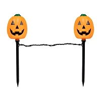 Set of 5 Jack-O-Lantern Shaped Halloween Pathway Markers - 3.75ft Black Wire