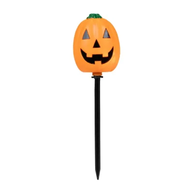 Set of 5 Jack-O-Lantern Shaped Halloween Pathway Markers - 3.75ft Black Wire