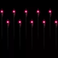 Set of 10 Purple C9 Bulb Halloween Pathway Markers - 8.75ft Black Wire