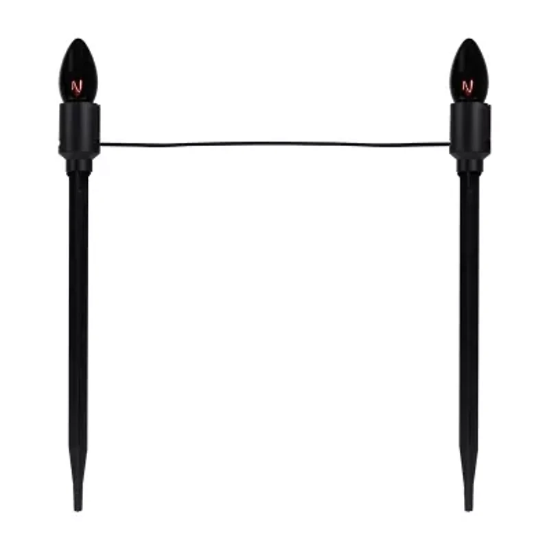 Set of 10 Purple C9 Bulb Halloween Pathway Markers - 8.75ft Black Wire