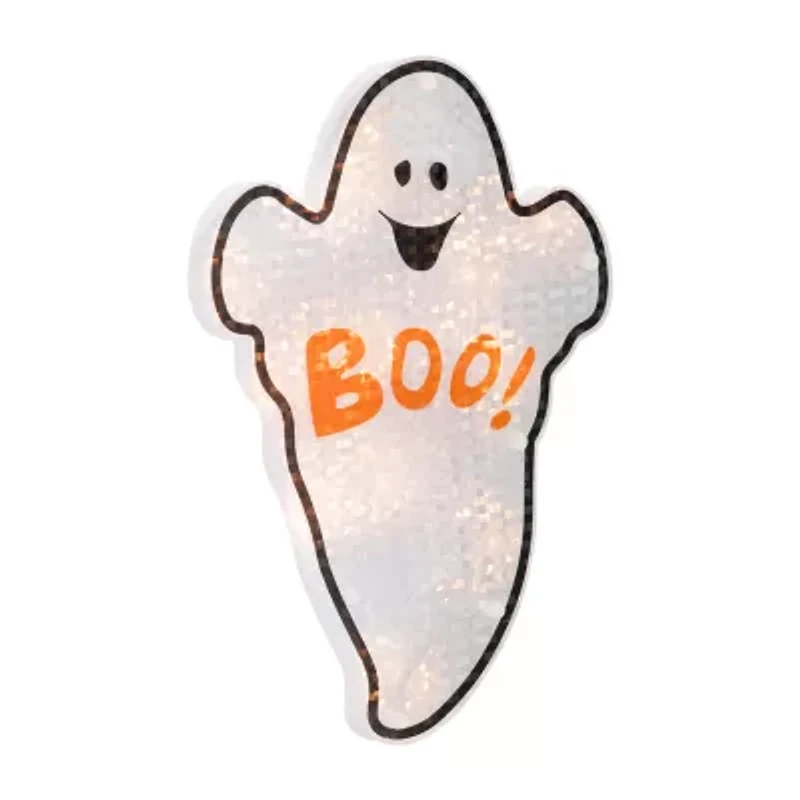12'' Lighted Holographic Ghost Halloween Window Silhouette Decoration