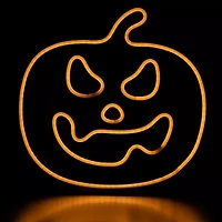 15'' Orange LED Lighted Neon Style Jack-O-Lantern Halloween Window Silhouette