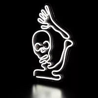 15'' White LED Lighted Neon Style Skeleton Halloween Window Silhouette