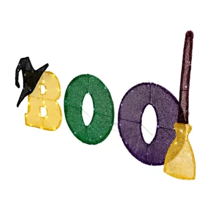 50'' LED Lighted Tinsel 'Boo' Outdoor Halloween Decoration