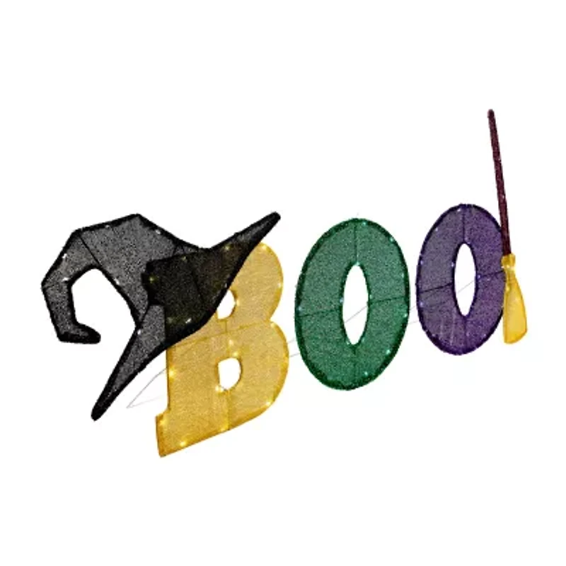 50'' LED Lighted Tinsel 'Boo' Outdoor Halloween Decoration