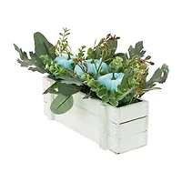 Northlight 18in Fall Harvest Foliage And Blue Pumpkins Planter
