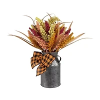 Northlight 18in Autumn Harvest Foliage In Canister Floral Arrangement