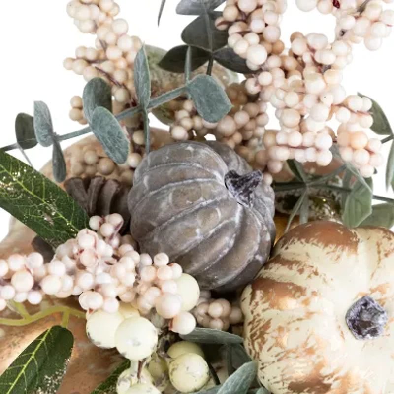Northlight 9in White And Gold Pumpkins Fall Harvest Tabletop Decor