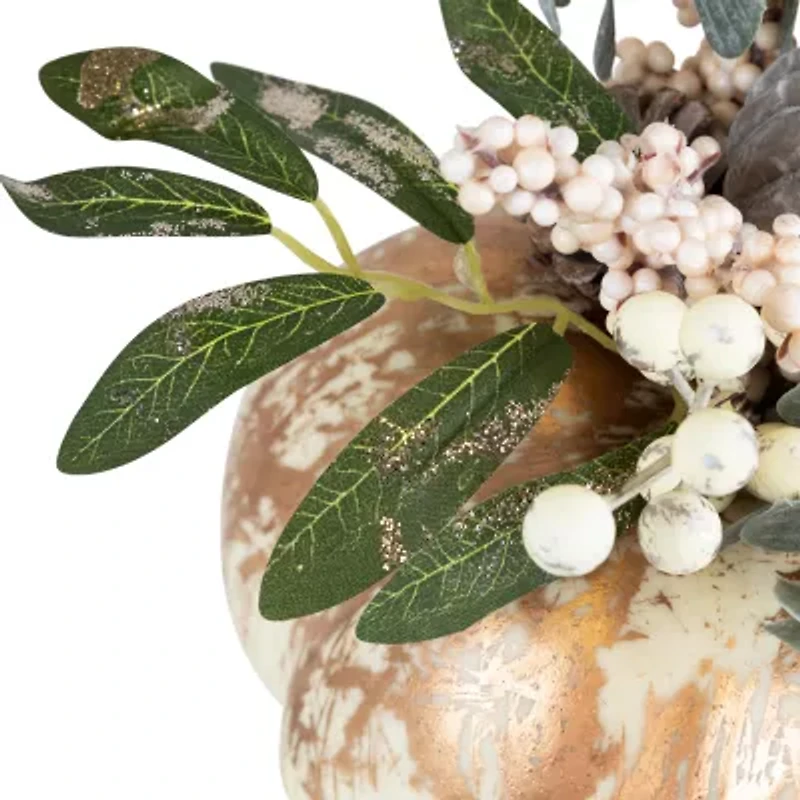 Northlight 9in White And Gold Pumpkins Fall Harvest Tabletop Decor