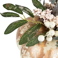 Northlight 9in White And Gold Pumpkins Fall Harvest Tabletop Decor