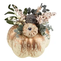Northlight 9in White And Gold Pumpkins Fall Harvest Tabletop Decor