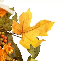 Northlight Velvet Pumpkins And Wheat Artificial Fall Harvest 24-Inch Unlit Wreath