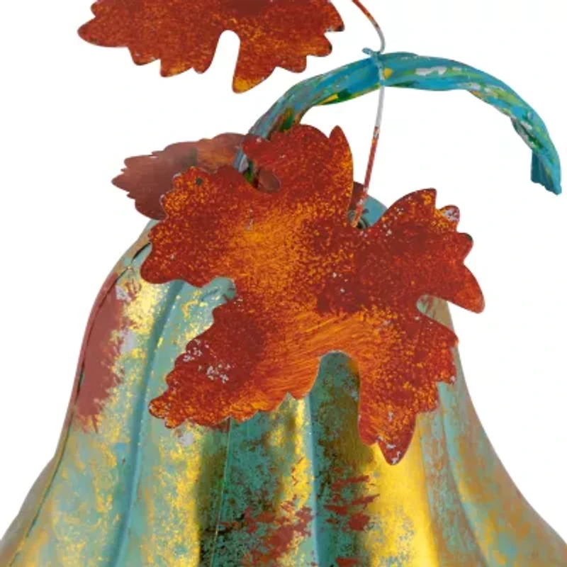 Northlight 14" Orange And Gold Elongated Autumn Pumpkin Metal Thanksgiving Tabletop Decor