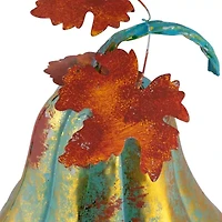 Northlight 14" Orange And Gold Elongated Autumn Pumpkin Metal Thanksgiving Tabletop Decor