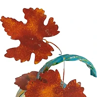 Northlight 14" Orange And Gold Elongated Autumn Pumpkin Metal Thanksgiving Tabletop Decor