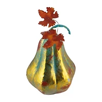 Northlight 14" Orange And Gold Elongated Autumn Pumpkin Metal Thanksgiving Tabletop Decor