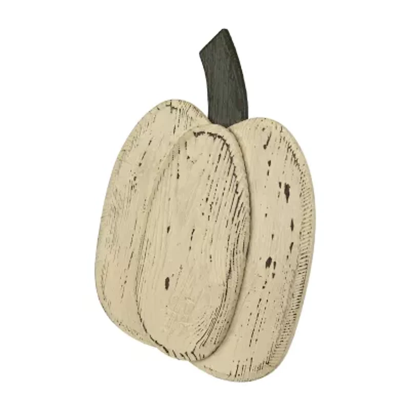 Northlight 14.5" Large Beige Wooden Autumn Pumpkin Thanksgiving Tabletop Decor