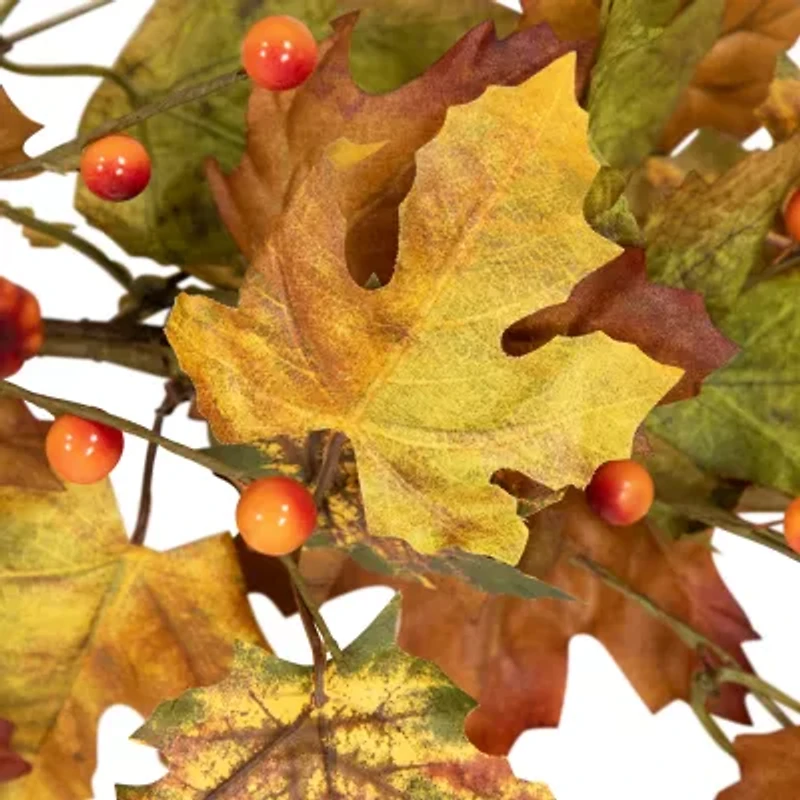 Northlight 5ft X 8in Maple Leaf And Berry Unlit Thanksgiving Indoor Garland
