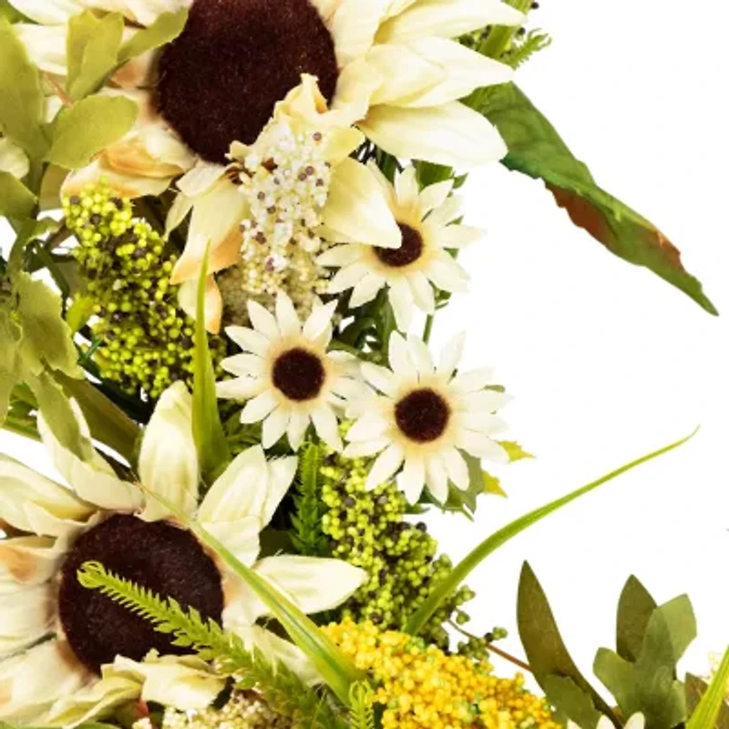 Northlight 24in Beige Sunflowers Wreath