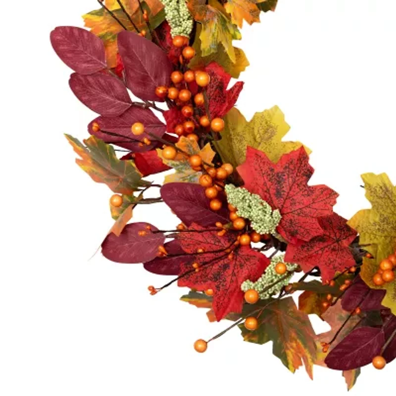 Northlight 2oin Leaves And Berries Unlit Wreath