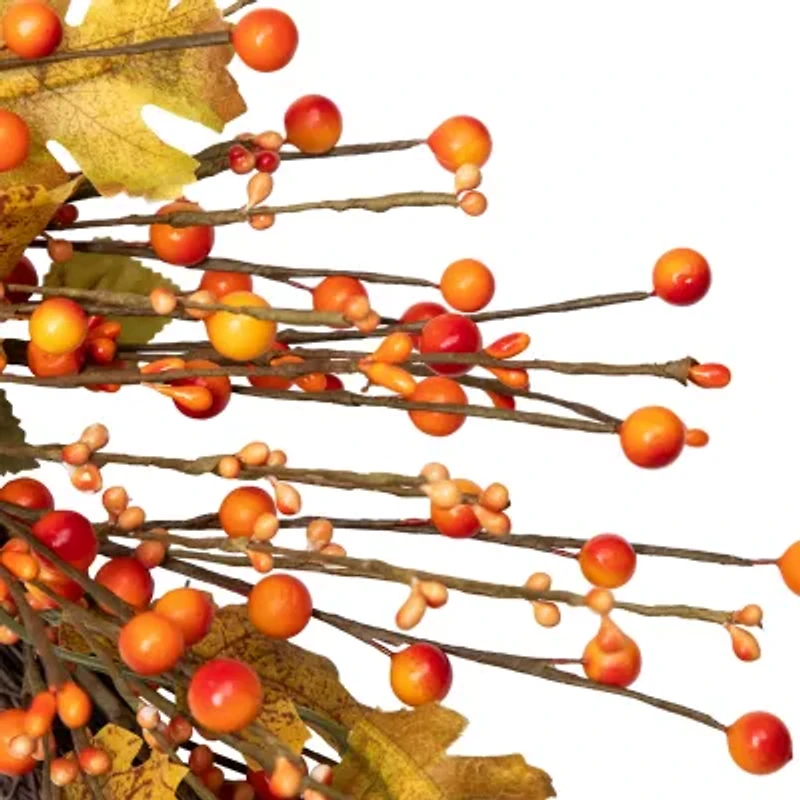 Northlight 22in Orange Berry And Yellow Leaf Wreath