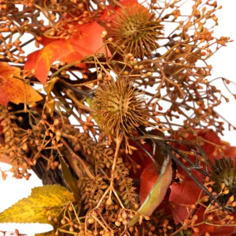 Northlight 24in Maple Leaf And Berry Unlit Wreath