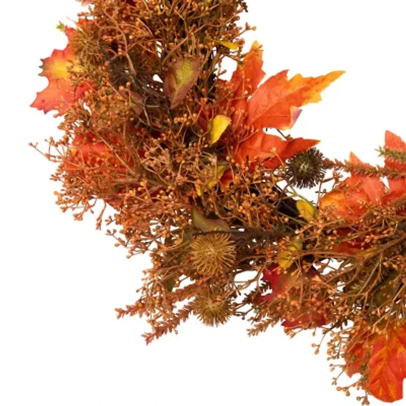 Northlight 24in Maple Leaf And Berry Unlit Wreath