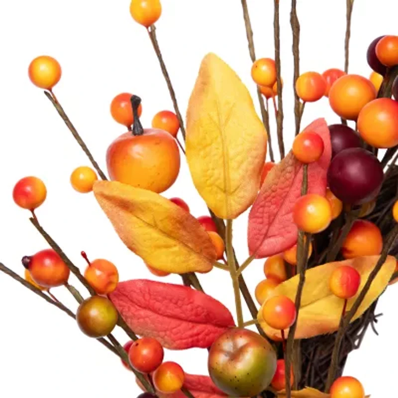 Northlight 18in Berry And Apple Foliage Twig Unlit Wreath