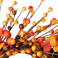 Northlight 18in Berry And Apple Foliage Twig Unlit Wreath