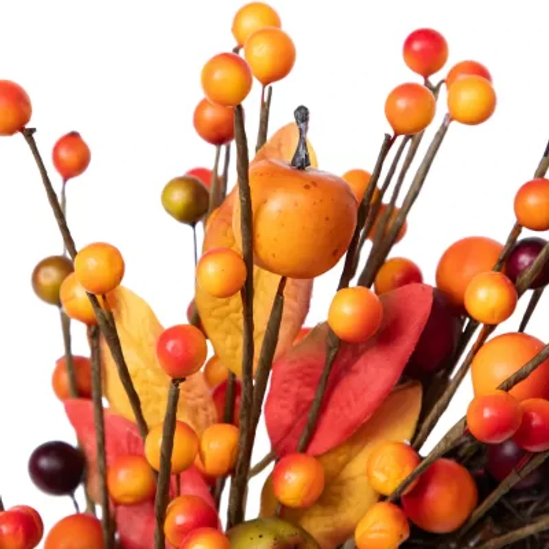 Northlight 18in Berry And Apple Foliage Twig Unlit Wreath