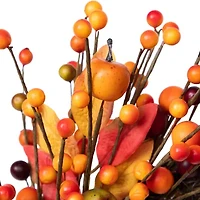 Northlight 18in Berry And Apple Foliage Twig Unlit Wreath