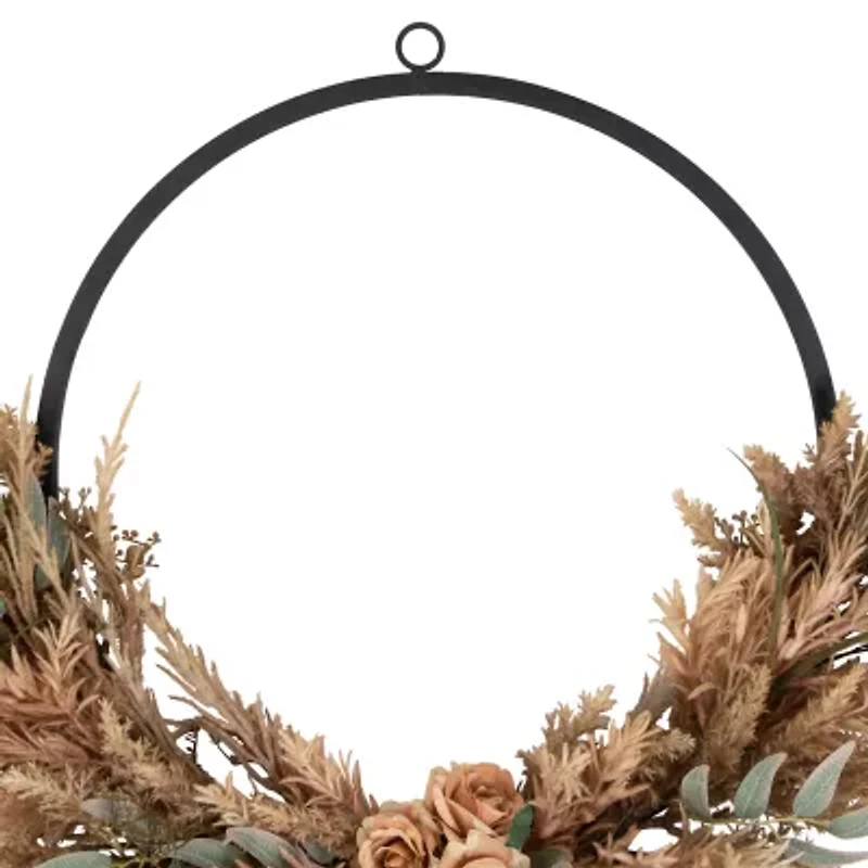 Northlight 24in Pale Rose And Thistle Unlit Wreath