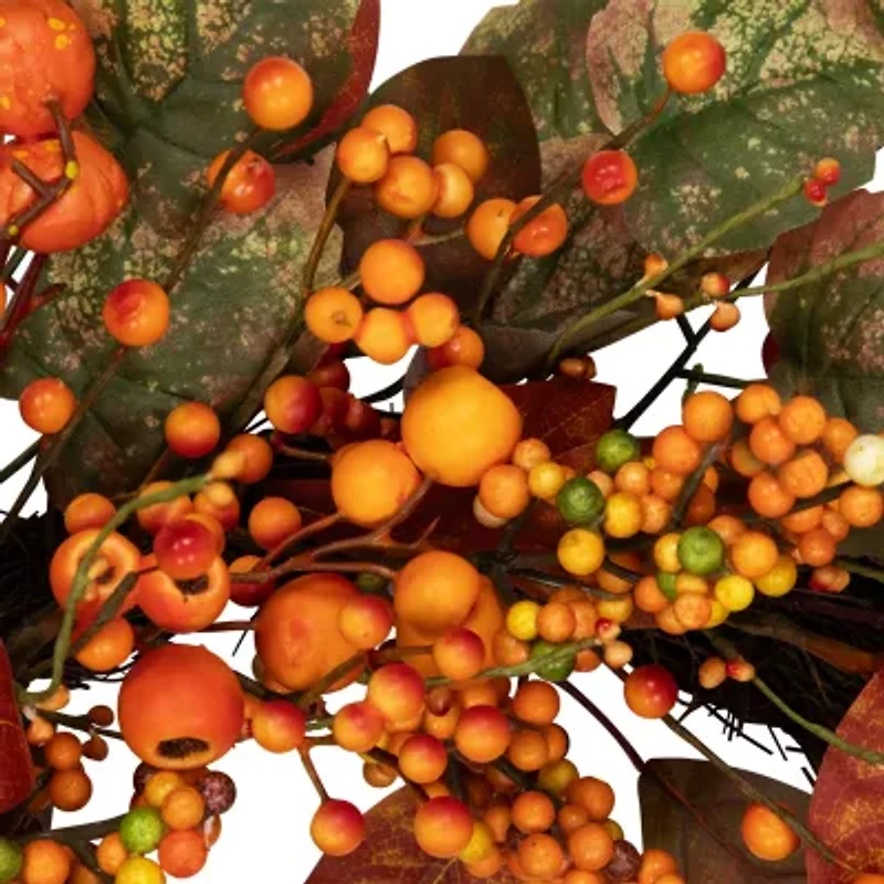 Northlight 24in Berries And Pumpkin Unlit Wreath