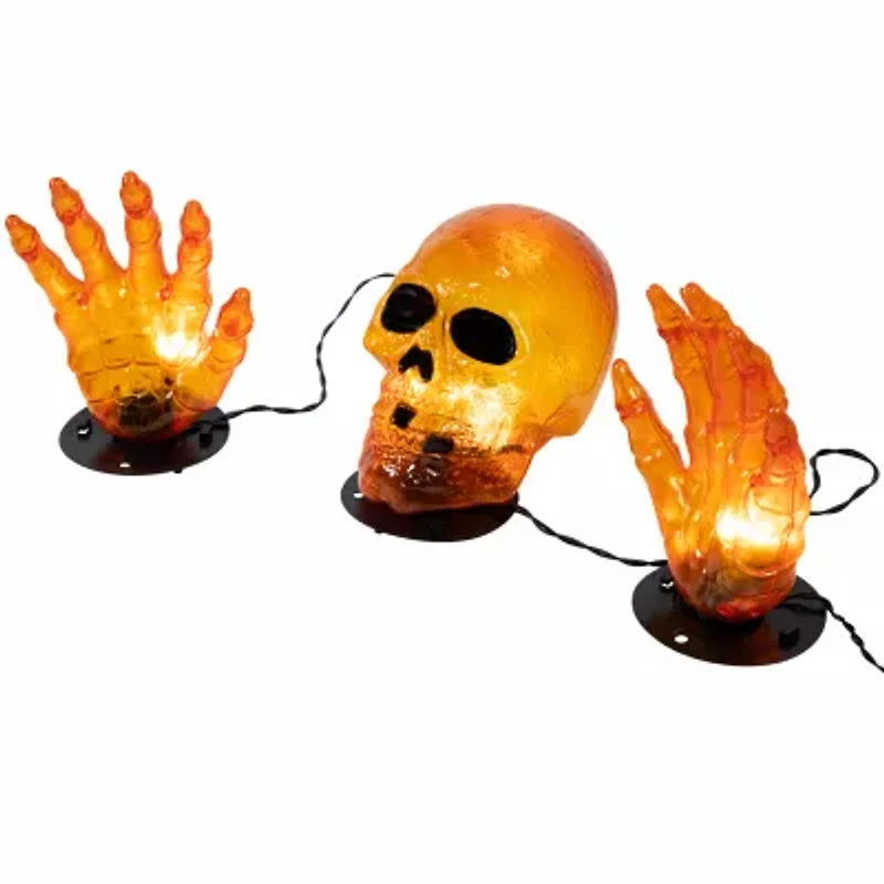 Northlight 8.5in Prelit Spooky Town Orange Skull Halloween Yard Art