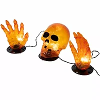Northlight 8.5in Prelit Spooky Town Orange Skull Halloween Yard Art