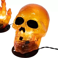 Northlight 8.5in Prelit Spooky Town Orange Skull Halloween Yard Art