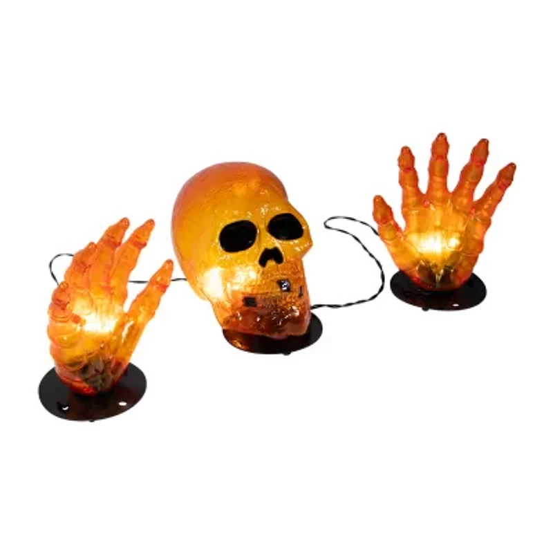 Northlight 8.5in Prelit Spooky Town Orange Skull Halloween Yard Art